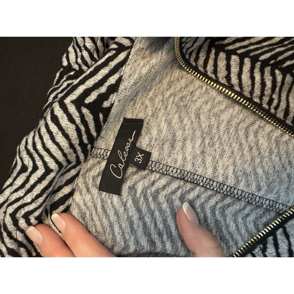 Caleoas Art to Wear Sweater Cardigan stretch geometric plus 3x swing pocket - Picture 11 of 12